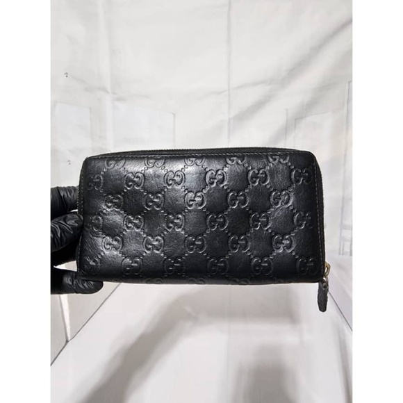 Authentic GUCCI Leather Guccissima Long Zippy Wallet Black - Picture 3 of 11